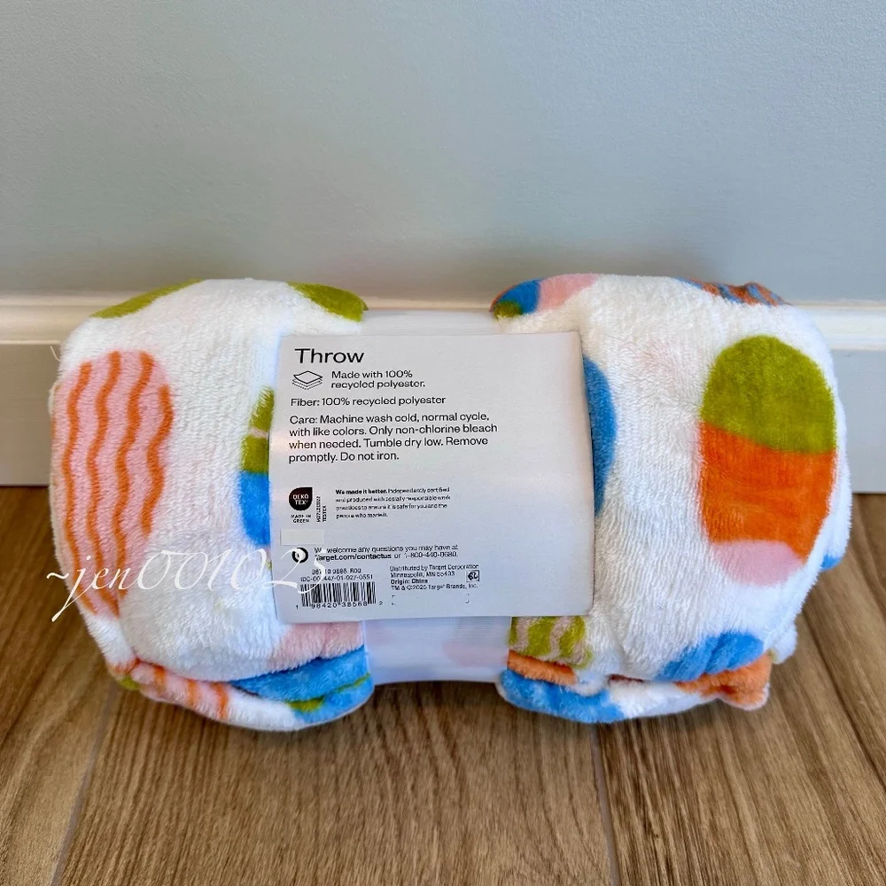 Easter Eggs Printed Plush Throw Blanket Multicolor Spring - Room Essentials